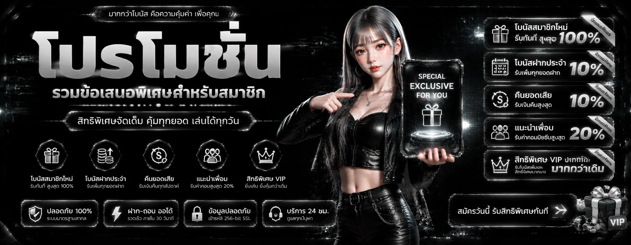 แบนเนอร์โปรโมชั่น SLT168 รวมโบนัสและข้อเสนอพิเศษ
